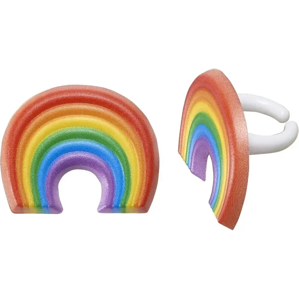 DecoPac Rainbow Cupcake Toppers Rings 12-pack Multi-Color Cake Decorations